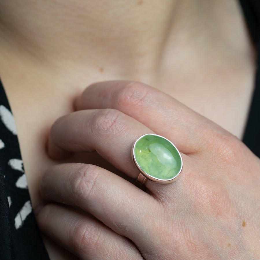 No.406 - Prehnite One Of A Kind Ring - Size M 1/2