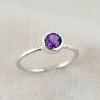 Aurora - Amethyst, Peridot and  Pink Tourmaline Silver Stacking Ring Set