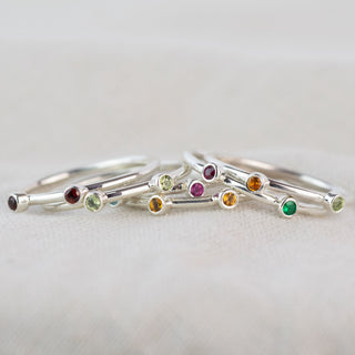 Andromeda Two Birthstone Stacking Ring in Sterling Silver or 9ct Yellow Gold