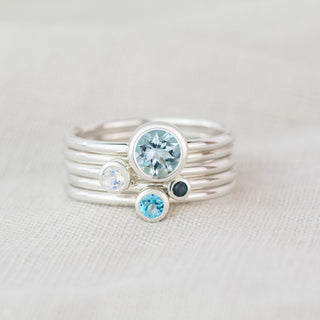 Aquamarine Andromeda Ring - March Birthstone in Sterling Silver or 9ct Yellow Gold