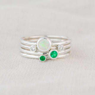 Emerald Andromeda Stacking Ring - May Birthstone in Sterling Silver or 9ct Yellow Gold