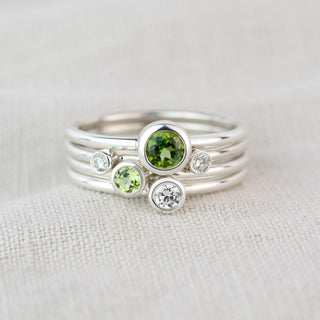 Green Tourmaline Andromeda Ring - October Birthstone in Sterling Silver or 9ct Yellow Gold