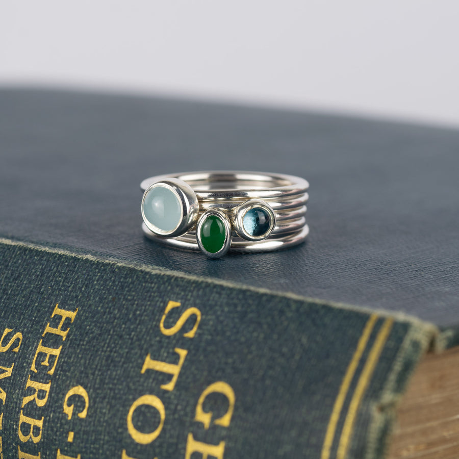 Small Oval Emerald Stacking Ring