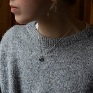 Simple Square Labradorite Silver Pendant