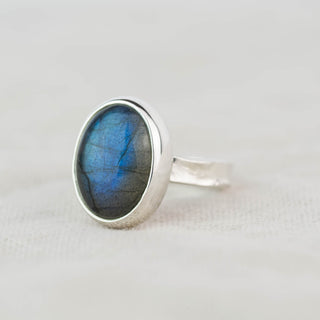 No.238 - One of a Kind Oval Labradorite Ring - Size M
