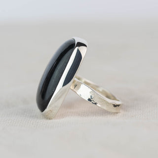 No.242 - One of a Kind Rectangular Labradorite Ring - Size L