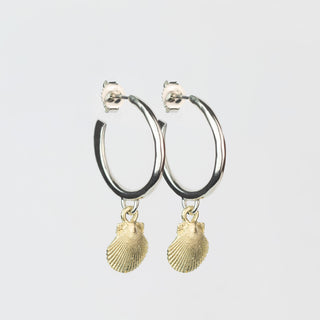 Gold & Silver Scallop Shell Hoop Earrings