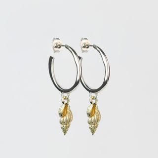 Gold & Silver Whelk Hoop Earrings