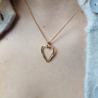 Solid Gold Open Heart Pendant