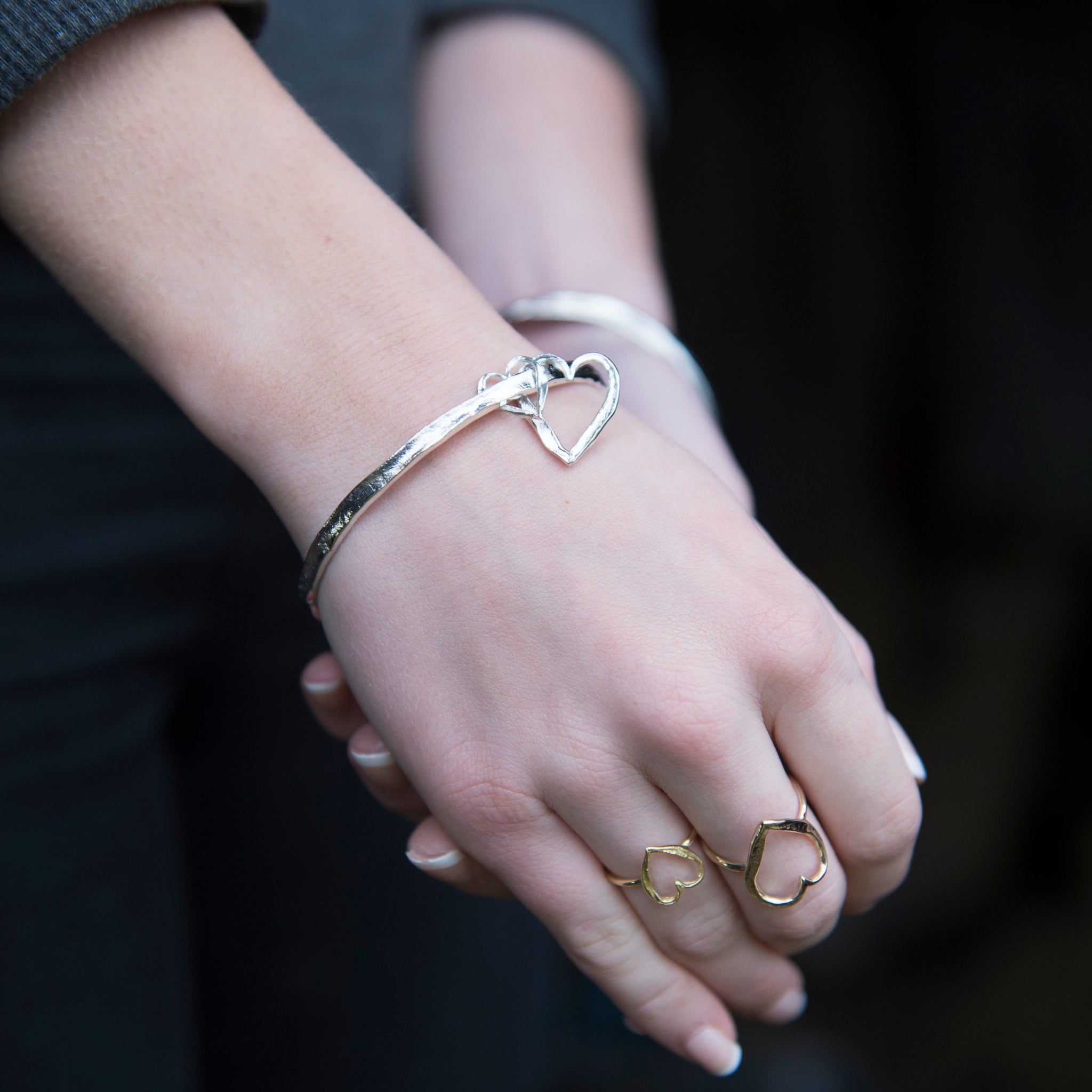 Swarovski Silver-tone Crystal Heart Bangle Bracelet Medium Swarovski Silver-tone Crystal Heart Bangle Bracelet Medium
