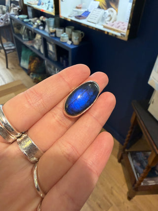 No. 555- One of a Kind Oval Labradorite Ring - Size K1/2