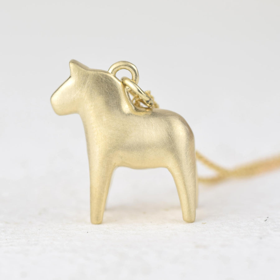 Large Gold Dala Horse Pendant
