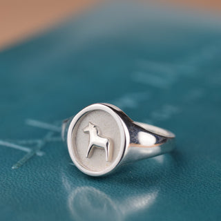 Dala Horse Silver Signet Ring