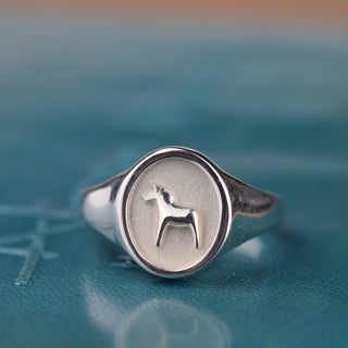 Dala Horse Silver Signet Ring