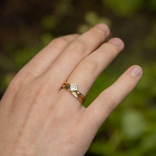 Megan - Square Diamond Gold Storybook Ring