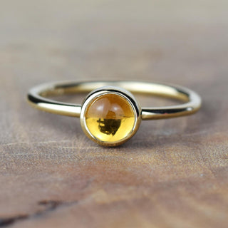 6mm Citrine Solid Gold Stacking Ring