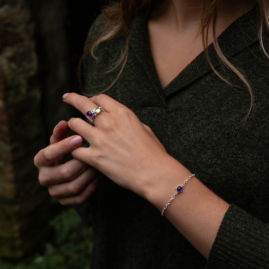 Whimberry: Amethyst, Peridot and Moonstone Stacking Ring