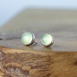 Prehnite Sterling Silver Gemstone Studs