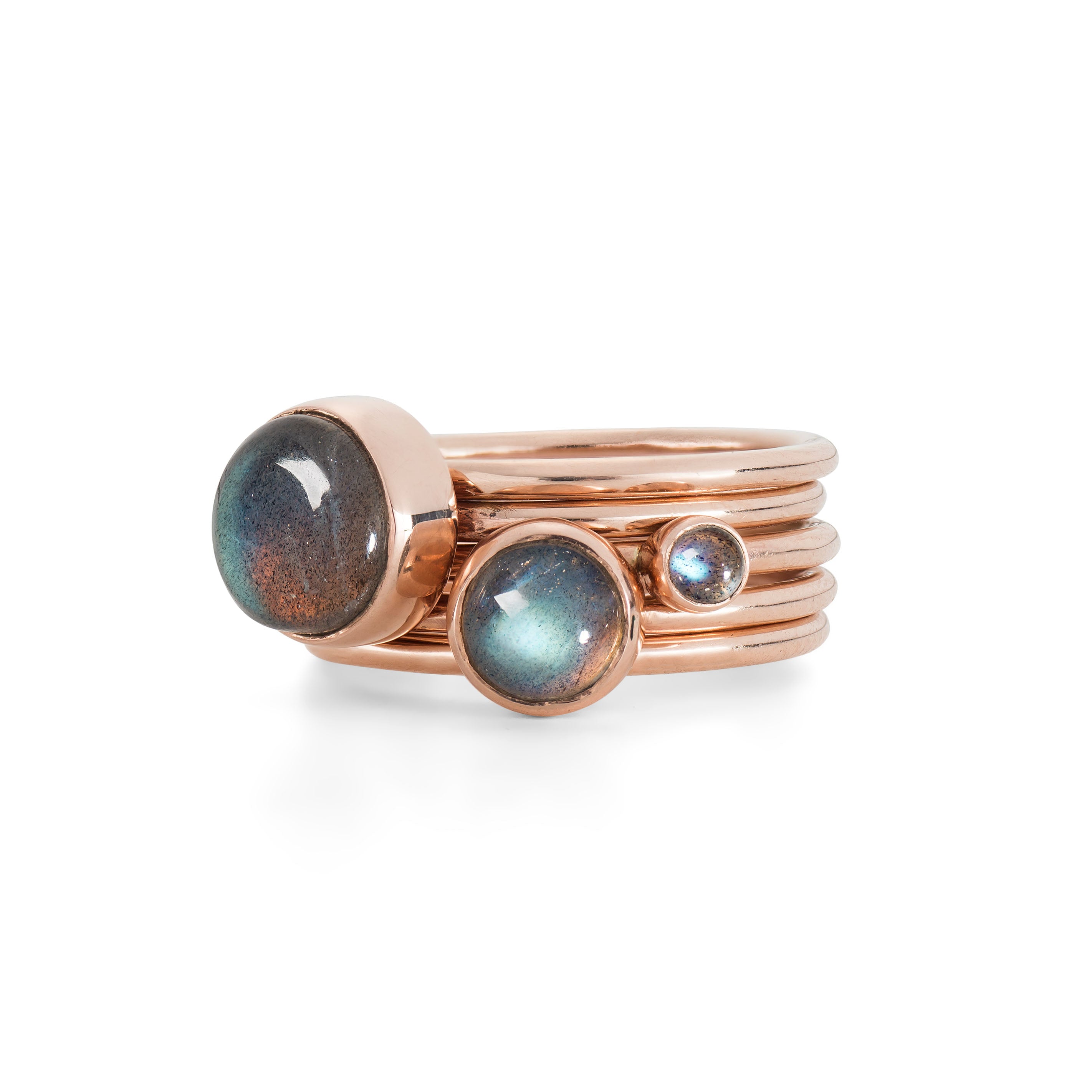Red Storm Labradorite And Rose Gold Stacking Rings – Alison Moore
