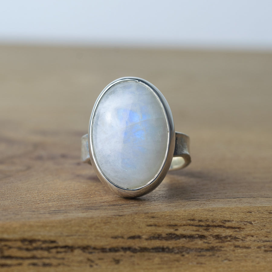 No. 505 - One Of A Kind Oval Moonstone Storybook Ring - Size Q 1/2