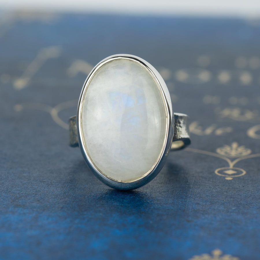 No. 505 - One Of A Kind Oval Moonstone Storybook Ring - Size Q 1/2