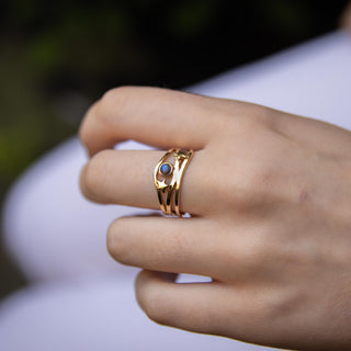 Gold Labradorite Northern Lights Ring