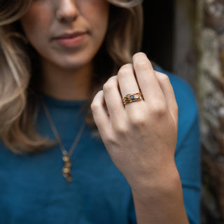 Gold Labradorite Northern Lights Ring