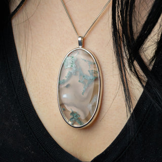 No. 161 - One of a Kind Moss Agate Large Oval Pendant