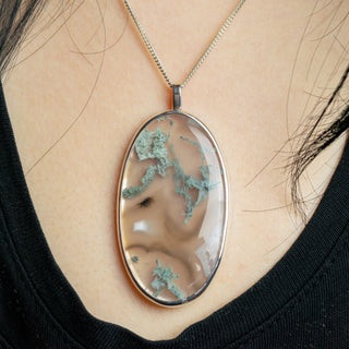 No. 161 - One of a Kind Moss Agate Large Oval Pendant