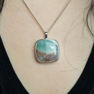 No. 181 - One of a Kind Aquaprase Square Pendant