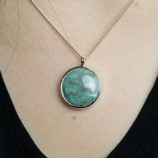 No. 182 - One of a Kind Aquaprase Round Pendant