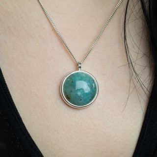No. 183 - One of a Kind Aquaprase Round Pendant