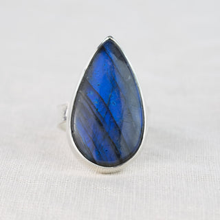 No.188 - One of a Kind Teardrop Labradorite Ring - Size U 1/2