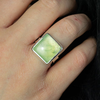 No.189 - One of a Kind Square Prehnite Ring - Size O 1/2