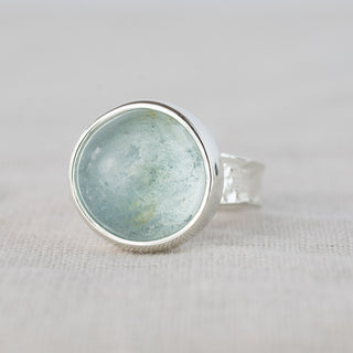 No. 198 - One Of A Kind Round Aquamarine Storybook Ring - Size P 1/2