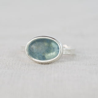 No. 199 - One Of A Kind Oval Aquamarine Storybook Ring - Size L 1/2