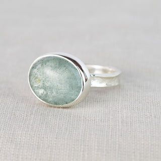 No. 202 - One Of A Kind Oval Aquamarine Storybook Ring - Size P 1/2