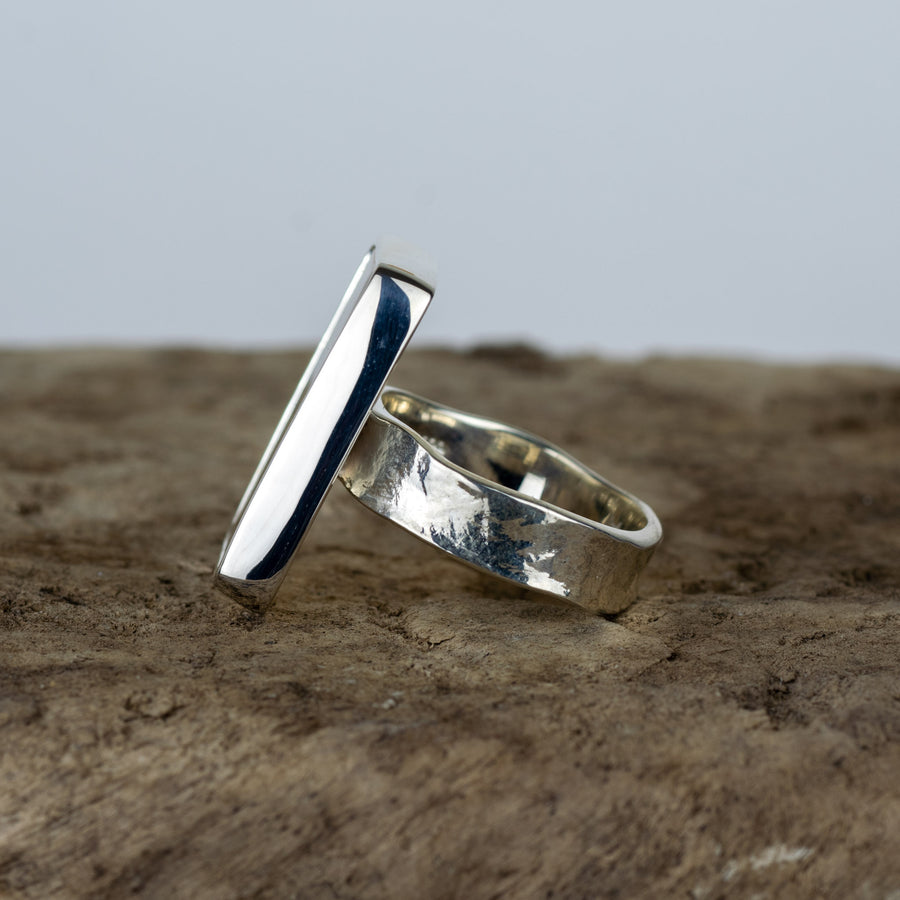 No. 276  - Silver Dendritic Agate Ring - Size O