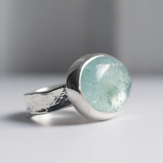 No. 932 - One Of A Kind Oval Aquamarine Storybook Ring - Size P