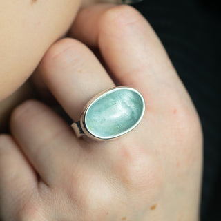 No. 933 - One Of A Kind Oval Aquamarine Storybook Ring - Size S