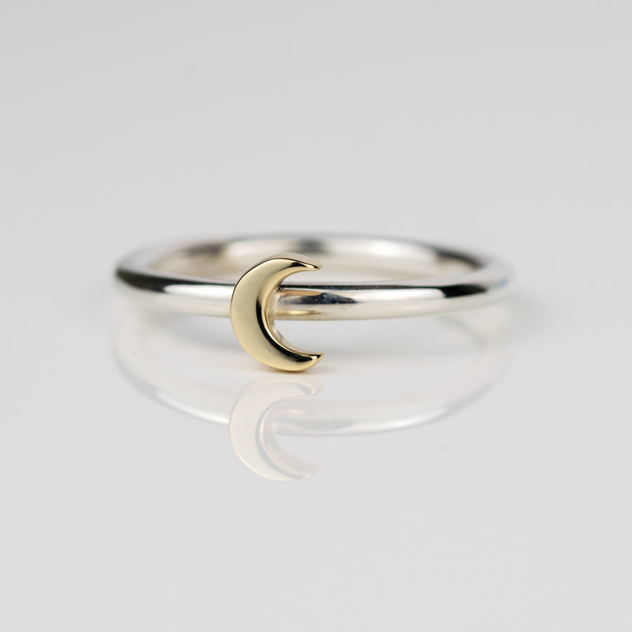Lunar Silver and Gold Moon Ring