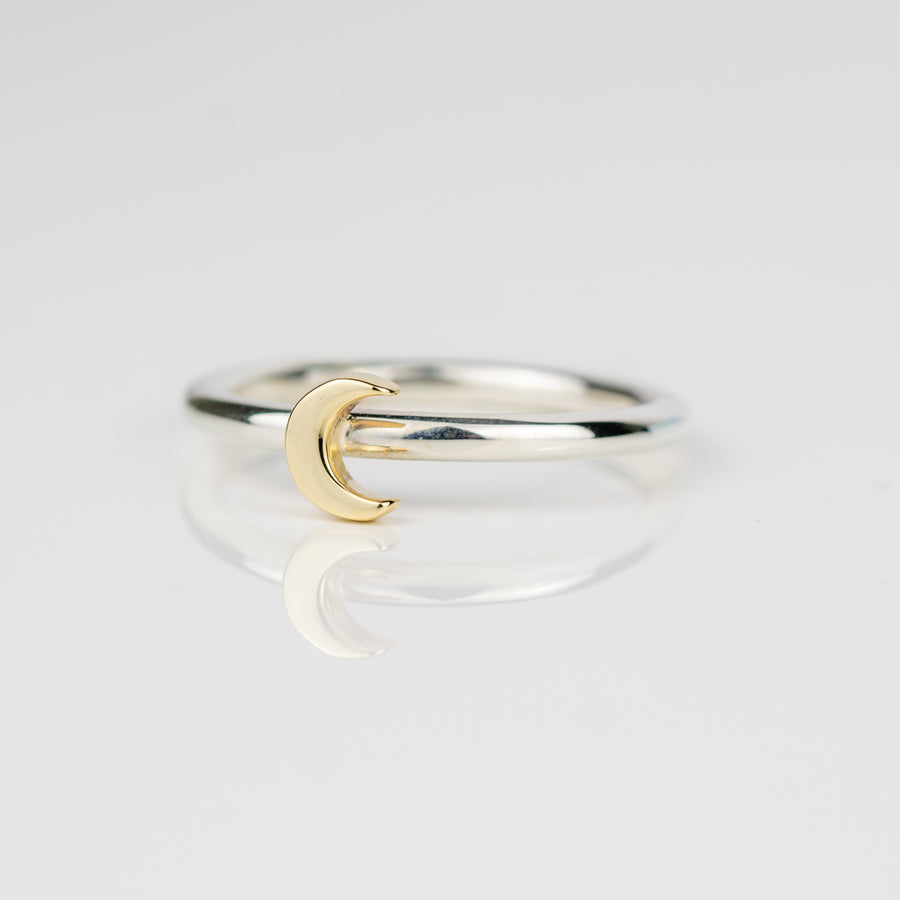 Lunar Silver and Gold Moon Ring