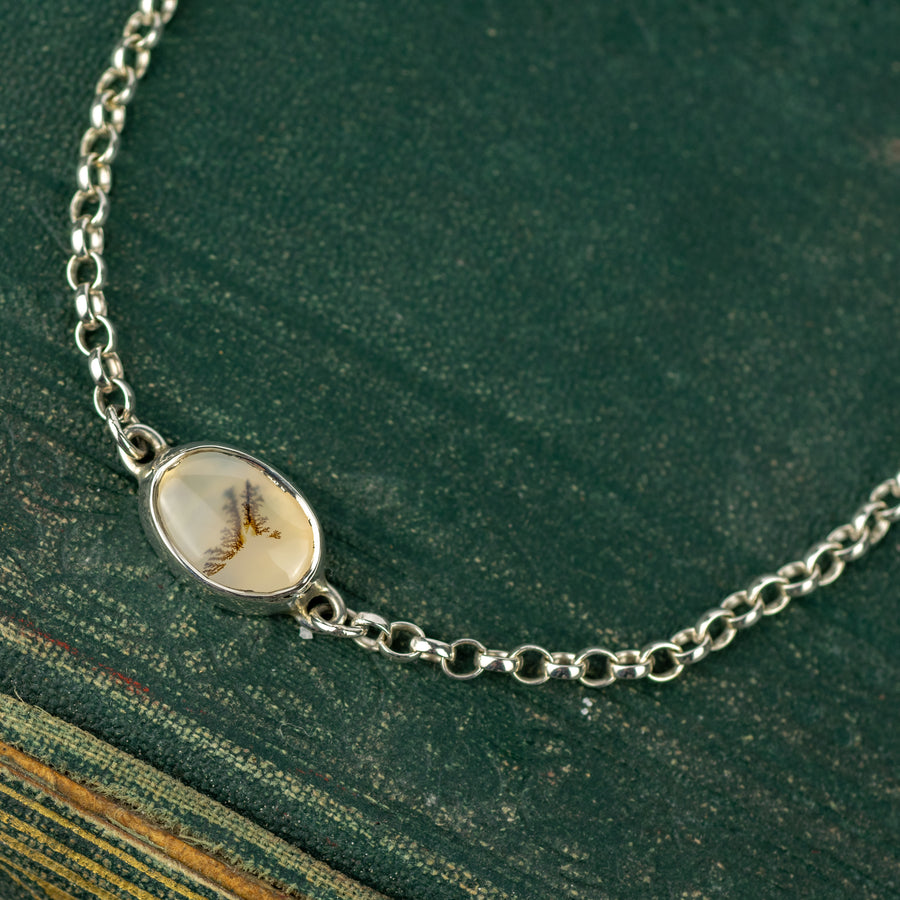 No.58 - Seaweed Silver Dendritic Agate Bracelet