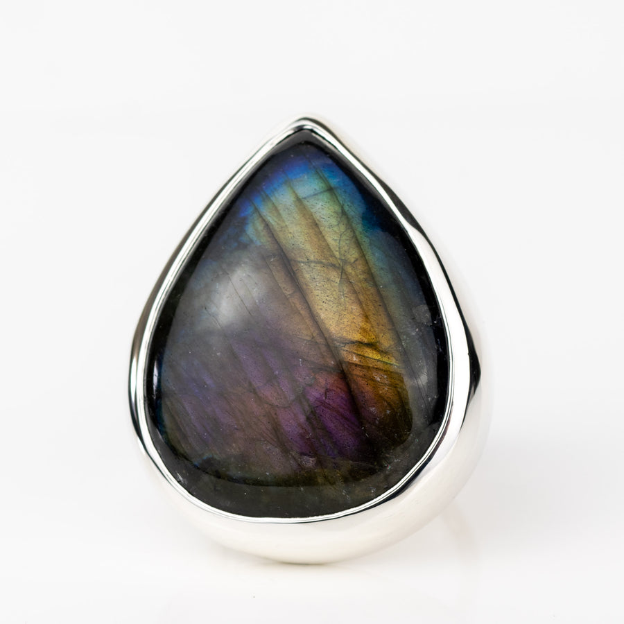 No. 409 - One Of A Kind Labradorite Silver Ring - Size J 1/2