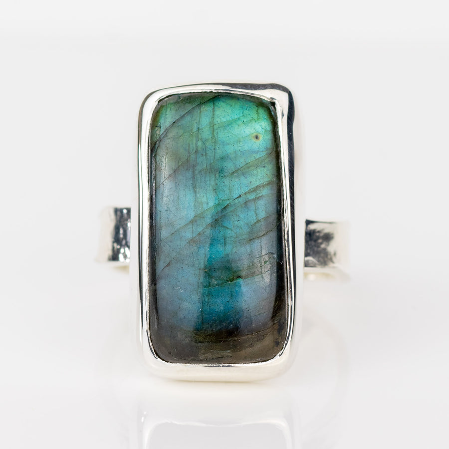 No. 412 - One Of A Kind Labradorite Silver Ring - Size T