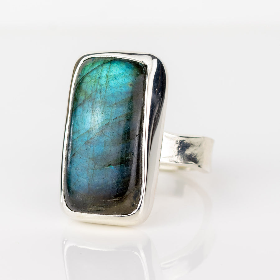 No. 412 - One Of A Kind Labradorite Silver Ring - Size T