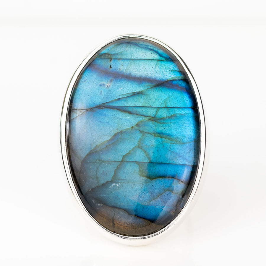 No. 407 - One Of A Kind Labradorite Silver Ring - Size Q