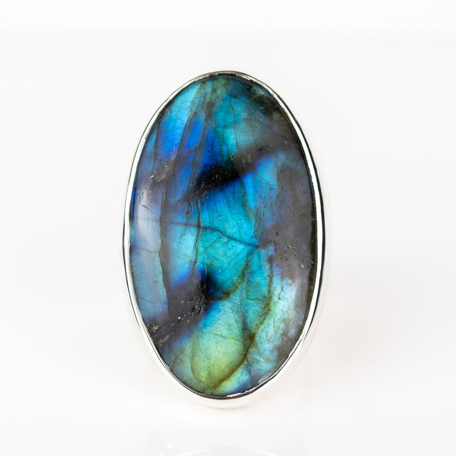 No. 418 - One Of A Kind Labradorite Silver Ring - Size L
