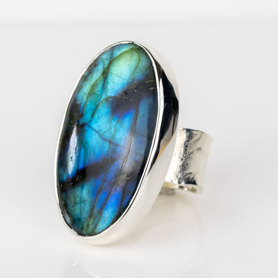 No. 418 - One Of A Kind Labradorite Silver Ring - Size L