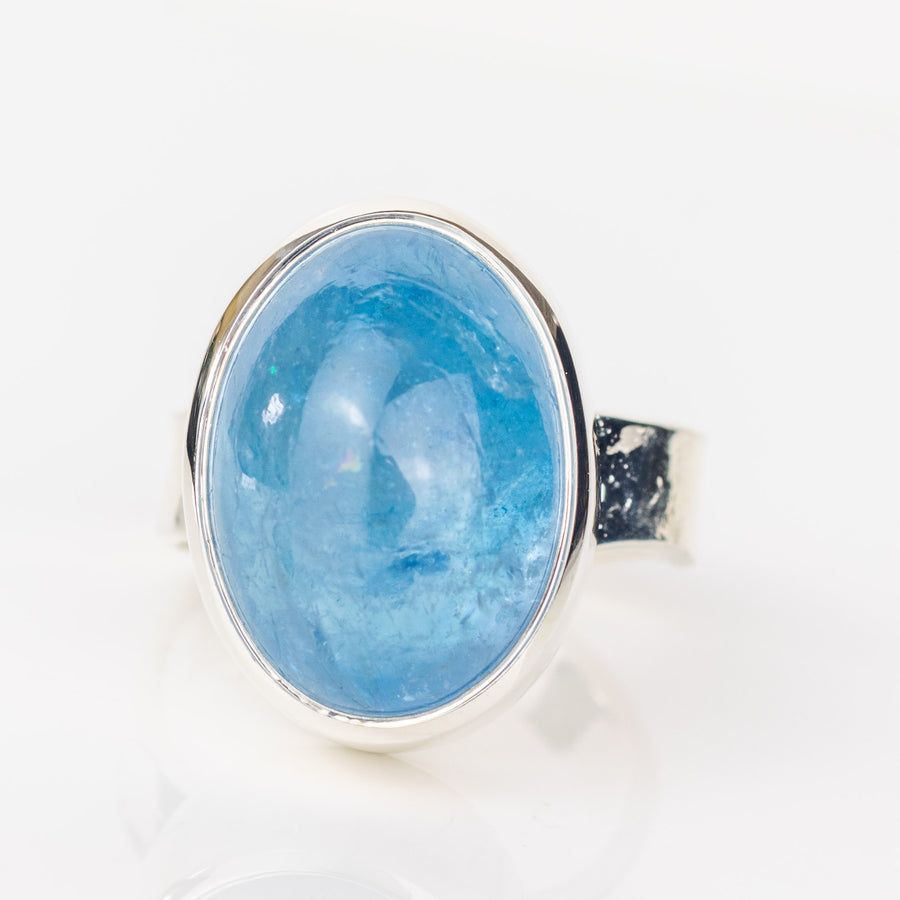 No. 430 - One Of A Kind Oval Aquamarine Storybook Ring - Size S
